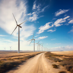 Poster - Wind turbines in a vast open landscape.