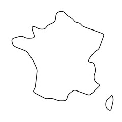 Wall Mural - France country simplified map. Thin black outline contour. Simple vector icon