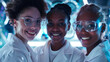 Portrait of young multiracial women working together in a modern laboratory. Science, technology concept.