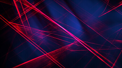Wall Mural - graphic abstraction in dark blue colors with laser red lines