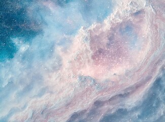  Abstract pastel pale blue pink galaxy nebula background