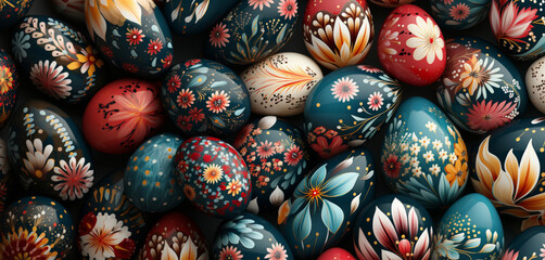 Sticker - Hand-Painted Easter Eggs with Floral Patterns