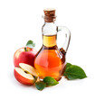 Apple cider vinegar on white backgrounds
