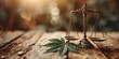 Symbolizing justice and marijuana legalization: Cannabis leaf on scales. Concept Legalization, Justice, Cannabis Leaf, Scales