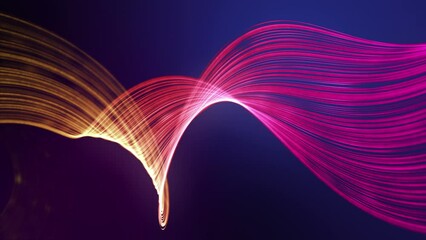 Wall Mural - Abstract gradient spiral twisted curves motion. Blurred glowing waves lines. 3D video loop art design background.