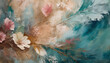 Tekstura vintage, malowane tło z kwiatami, tapeta generative ai