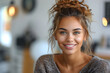 Smiling Woman With Messy Top Knot