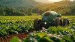 Robotic vehicles transforming agriculture, smart farming with advanced technology, modern agricultural landscape, digital art style, photograph, modern, AI Generative