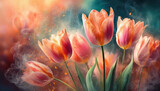 Fototapeta Tulipany - Piękne tulipany, dekoracyjna tapeta generative ai