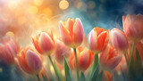Fototapeta Tulipany - Piękne tulipany, dekoracyjna tapeta generative ai