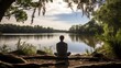 Tranquil riverside setting for meditation