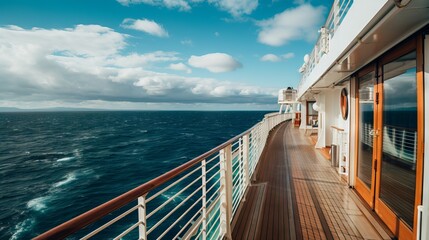Wall Mural - Calm Horizon: Oceanic Majesty from a Vast Cruise Ship, Shot with Canon RF 50mm f/1.2L USM