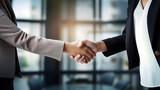 Fototapeta  - Handshake, businesswoman shaking hands for teamwork, success partnership