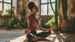 Woman sit Yoga, Mental Wellness, individual practicing yoga in natural scene