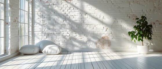 Wall Mural - The white brick room in high resolution