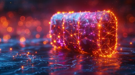 Leinwandbilder - Modern graphic concept with a low poly style design. Abstract geometric background with wireframe light connections. Isolated  illustration. Abstract battery icon.