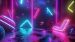 Abstract colorful geometric. Holographic gradients VR polygonal shapes, cyberspace art and futuristic 80s memphis poster.