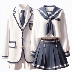 Wall Mural - school uniform on white background