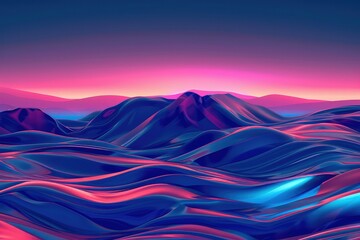 Wall Mural - Neon Grainy landscape, futuristic design, wave music, 80s styled Surreal landscape.