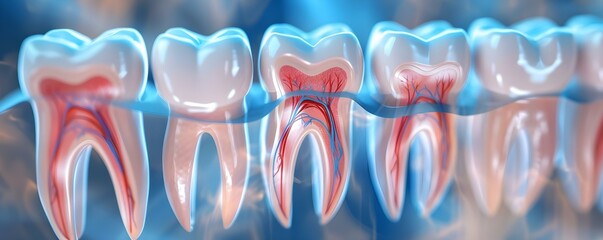 a realistic digital illustration depicting a root canal therapy procedure. concept dental procedure,