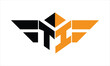 TI initial letter falcon icon gaming logo design vector template. batman logo, sports logo, monogram, polygon, war game, symbol, playing logo, abstract, fighting, typography, icon, minimal, wings logo