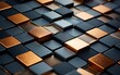Abstract background made of black and golden cubes. 3d render illustration