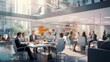 Business people working together in modern office. Teamwork concept. 3D Rendering