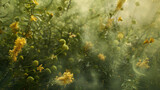 Fototapeta Kuchnia - Flower field. Flower pollen in the air. Flowering and spring allergies concept.