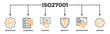 © Vinchi - ISO27001 banner web icon illustration concept for information security management system (ISMS) with an icon of technology, standards, control, security, certification, and verified