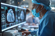 Medical Professional Analyzing Cardiac Imaging on Monitor