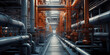 Visualize the intricate workings of an oil refinery machine, a modern petrochemical plant with intricate piping systems