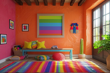 Wall Mural - kids mexican interior wall art mock up