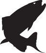 Vector silhouette of a salmon fish jumping