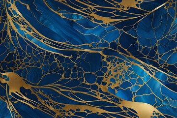 pattern with blue and yellow, Immerse yourself in the mesmerizing beauty of an abstract marbleized effect background, adorned with blue creative colors and the luxurious addition of gold