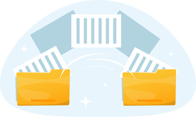 The concept of copying data from one folder to another, documents are copied to another folder