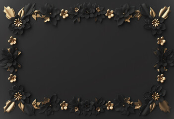 Wall Mural - golden floral frame, generative ai