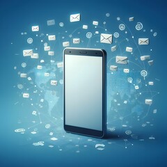 Wall Mural - Smartphone surrounded by mail icons.