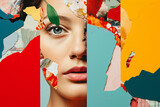 Fototapeta Panele - Generative AI image illustration retro Trendy paper collage composition wallpaper modern art