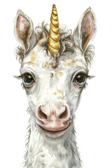 Wall Mural - a friendly unicorn foal isolated on a transparent background, generative ai