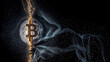  Evoluzione Eterea- Simbolo Bitcoin BTC proiettato sul pianeta terra per Dinamiche di Mercato Criptovalutario
