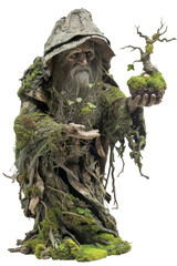 Wall Mural - a wise elder treant druid isolated on a transparent background, generative ai