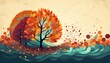 Nature abstract autumn illustration leaf season and tree