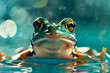 Frog A small amphibian known for its distinctive croaking sound and leaping abilities Close up