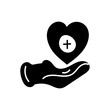 Healthcare hands holding heart line style hand drawn icon