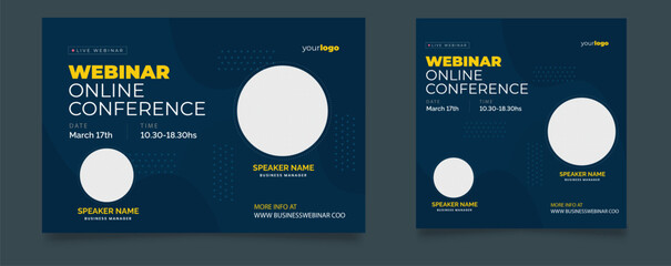 Business Conference live webinar banner invitation social media post template. Business webinar invitation design EPS 10