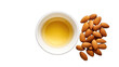 Create A High quality almond oil on white bowl