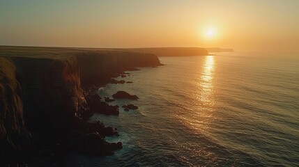 Wall Mural - A breathtaking drone shot of the rugged coastline