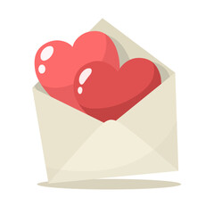 Wall Mural - Envelope with hearts. Vector illustration for Valentine's Day.