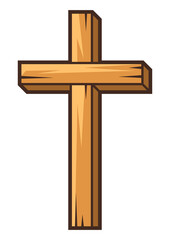 Wall Mural - Christian wooden cross. Happy Easter image. Religious symbol.