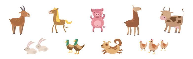 Poster - Funny Farm Animal and Domestic Livestock Vector Set